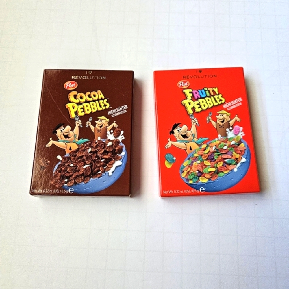 I heart revolution cocoa and fruity pebbles highlighters